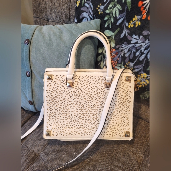 Handbags - White laser cut two way shoulder bag